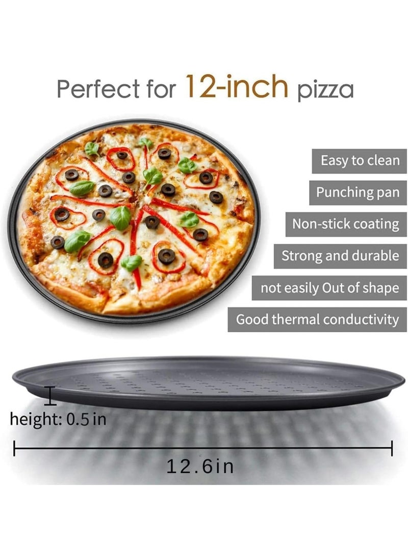 YelaJoy 4-Pcs Pizza Pan with Holes 12 Inch, Nonstick Pizza Tray for Oven, Round Perforated Carbon Steel Pizza Baking Pans Pizza Bakeware for Home Restaurant Kitchen Baking - Image 2
